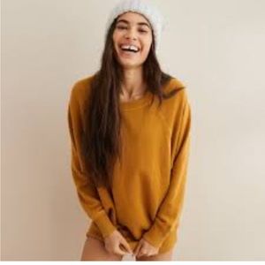 aerie | velvet mutard yellow sweatshirt NWT